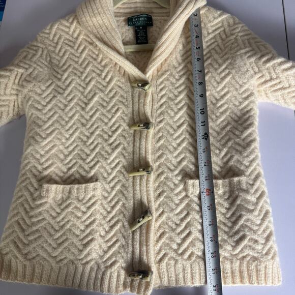 Ralph Lauren Exclusive Hand Knit 100% Wool Sweater Horn Toggle Buttons Petite M - Picture 15 of 16